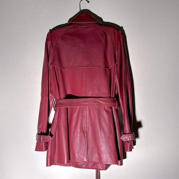 A beautiful Red Coach double breasted leather coat. - Picture 5 of 7